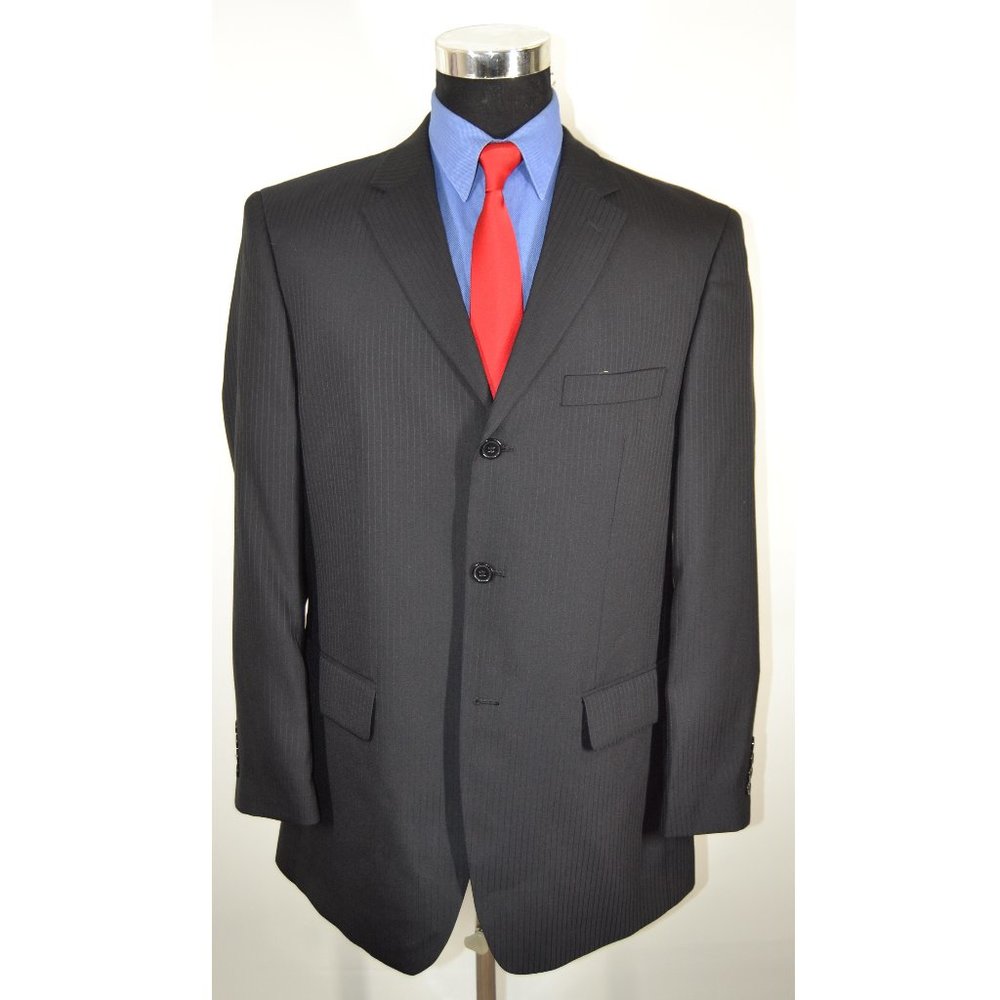 Linea 42R Sport Coat Blazer Suit Jacket Black Stri